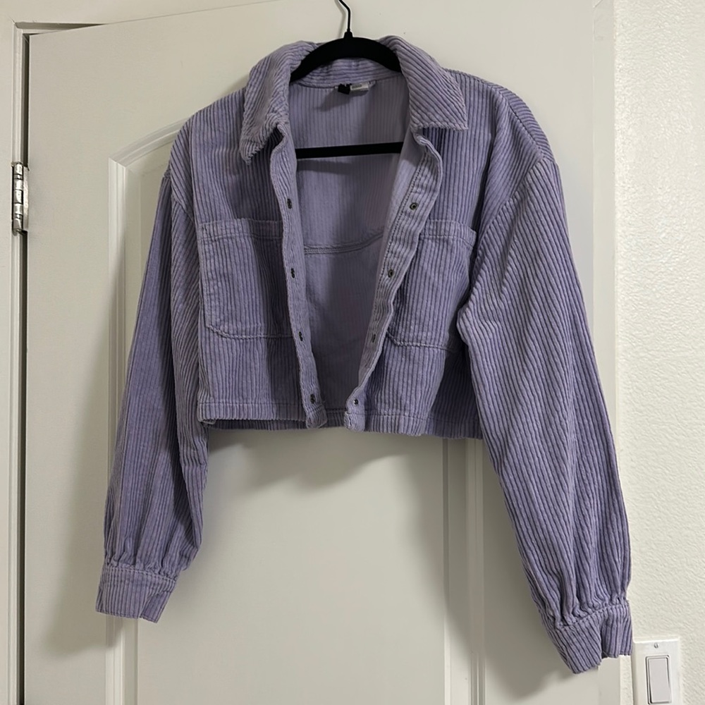 Corduroy cropped shirt jacket